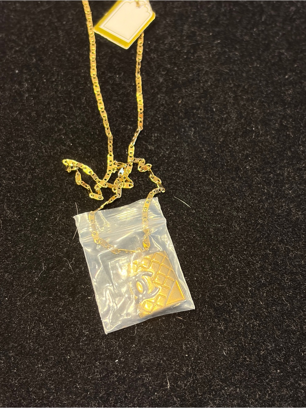Gold Pendant Necklace with Black Detail